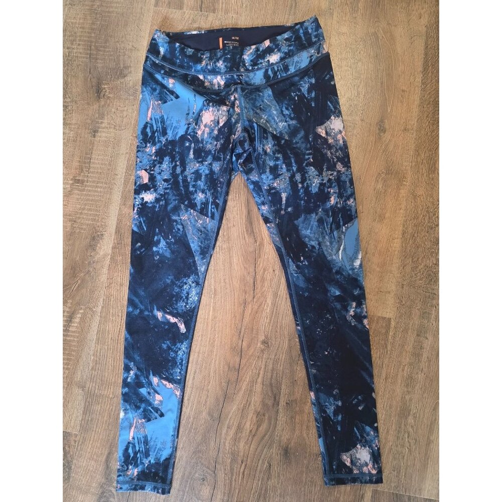 Lucy Blue Printed Ankle Leggings size M GUC Athleisure Loungewear